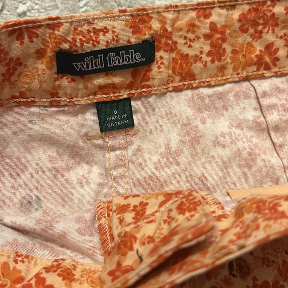 Retro Orange Floral Miniskirt Size 0 Pockets, Buttons, Wild Fable NEW 🧡🧡 - Picture 5 of 9
